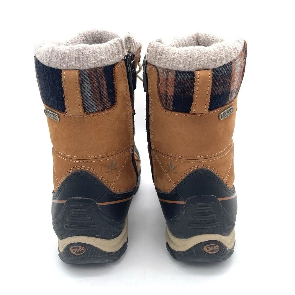 Oboz B-Dry Waterproof Insulated Winter Hiking Boots Women's 7.5 Brown Plaid 200g